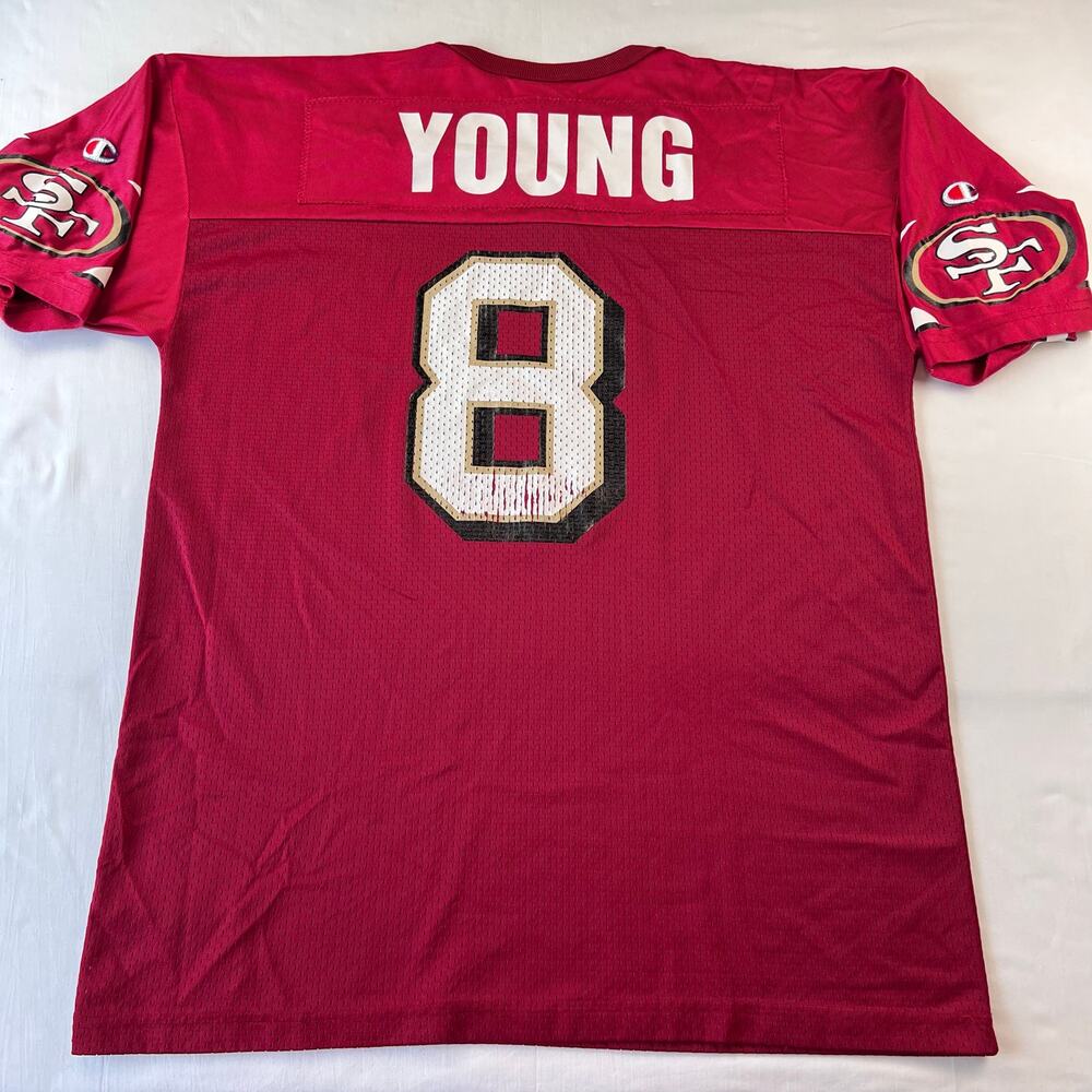 Champion San Francisco 49ers Jersey men’s 44 Steve Young #8 NFL Red Shirt